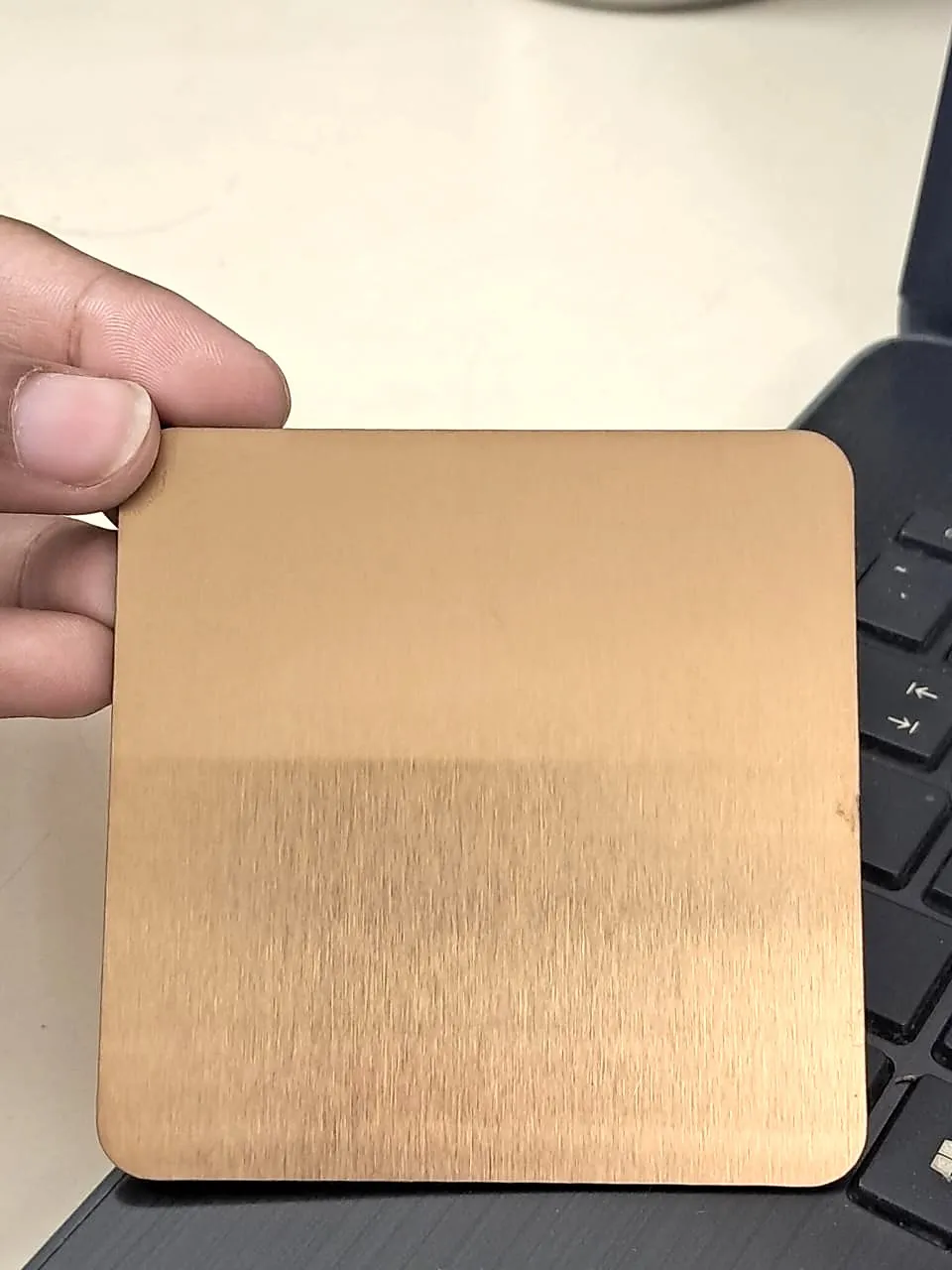 Rose gold hairline stainless steel sample